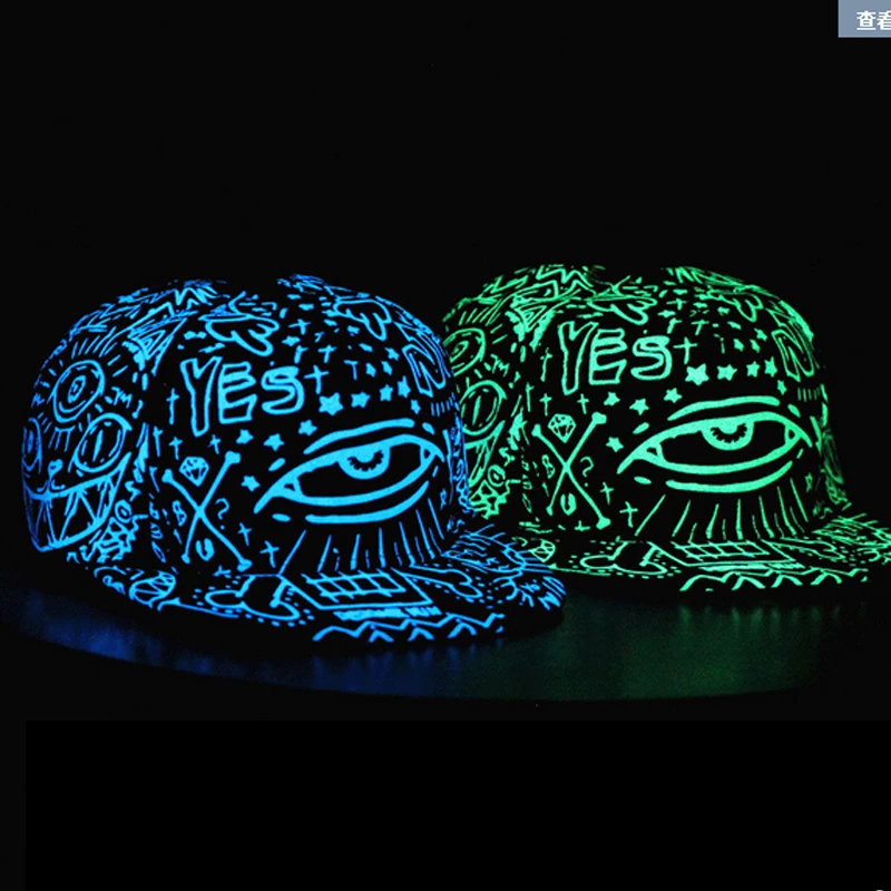 Новинка 2018 флуоресцентная светящаяся мужская шляпа хип хоп кепка Черная EXO с