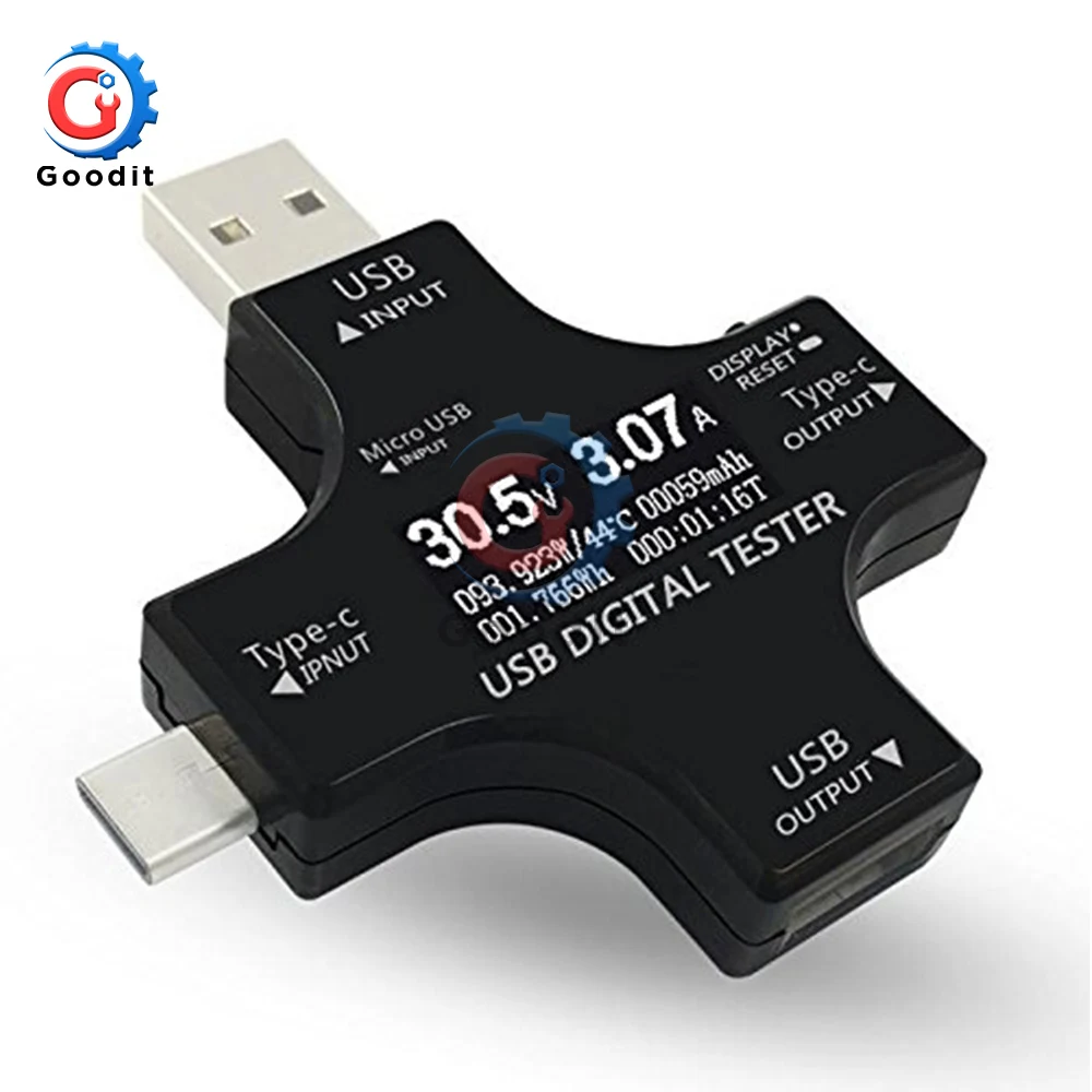 

USB-тестер QC2.0 3,0 Type-C цифровой вольтметр постоянного тока Амперметр измеритель напряжения тока Амперметр детектор индикатор заряда внешнего ...