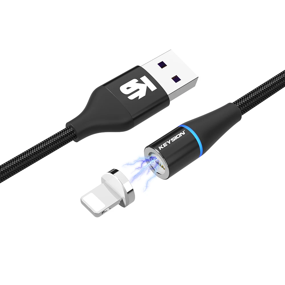 Black 1m KEYSION 5A Магнитный кабель для iPhone type C Магнитный зарядный кабель Micro USB C для huawei Xiaomi телефонный кабель - Цвет: Black 1m