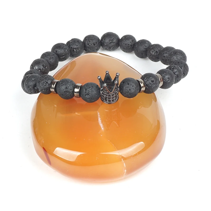 Хит трендовая лава венец гематит из матового агата амулет Золотая и черная