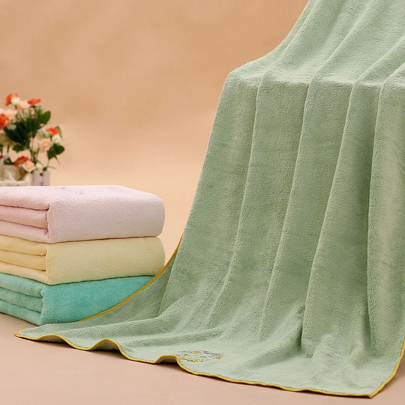 AOKEE 2pc/set Embroidery Coral Fleece Towel Bath Gift Set quick-dry bath set microfibre towel luxury towels 75x150+34x80cm | Дом и сад