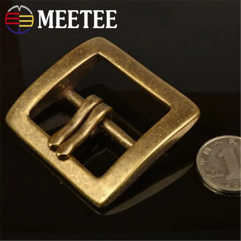 Meetee 1 шт. 40/45 мм Чистый Медь пояс с декоративной металлической пряжкой и Нержавеющая сталь контактный пряжки головы DIY штаны Металлические украшения аксессуар ZK553