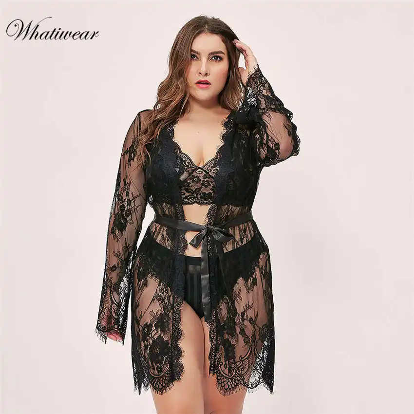 Whatiwear цельная ночная рубашка Ночное эротическое нижнее белье кружевные разрезы ночная рубашка с v-образным вырезом Ночная рубашка в винтажном стиле женская пижама - Цвет: black