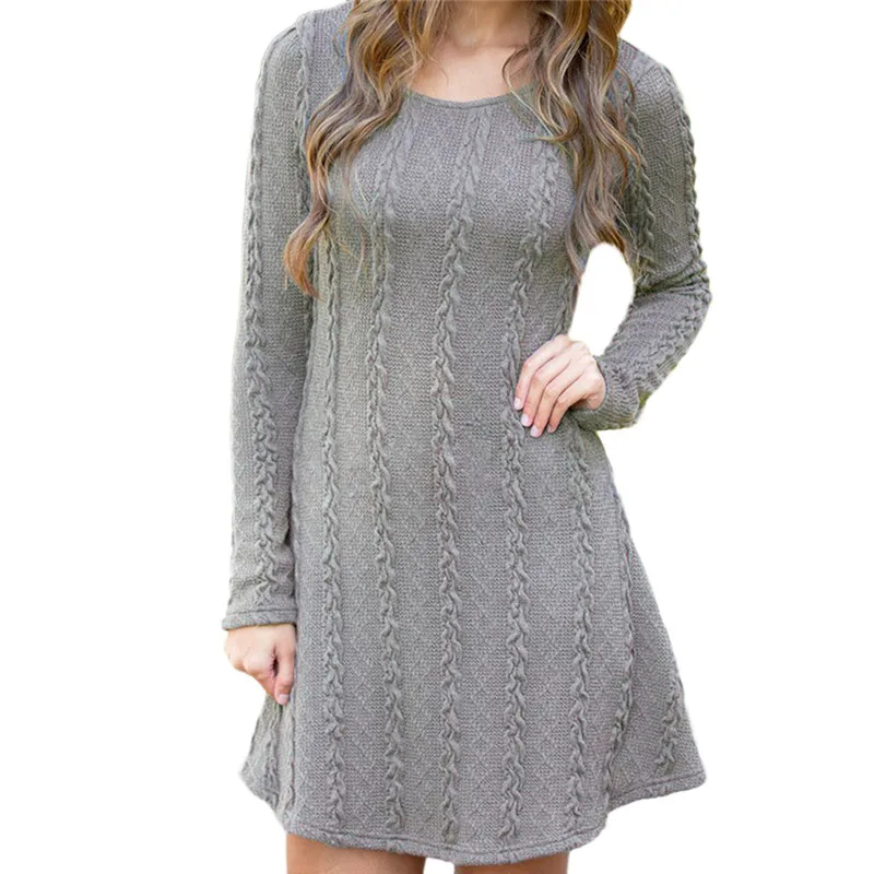Шею Дамы Платья-свитеры хлопок вязаный 2018 летние женские Мини-платья праздничные