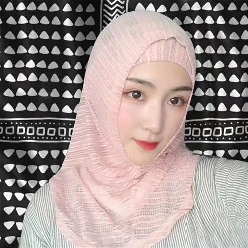 2 Pieces Amira Hijab Womens Muslim Hijab Islamic Scarf Shining Scarf Breathable Summer#YS659