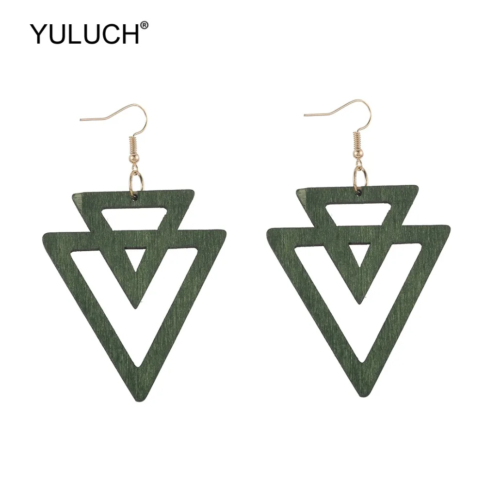 YULUCH 2019 новые дизайнерские модные деревянные полые массивные серьги трендовые