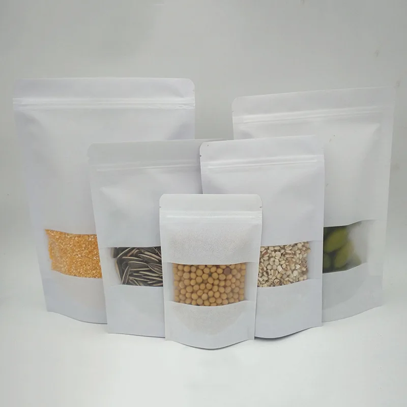 Горячая 3 вида размер белая молния крафт-бумажный мешок с окном подарочная