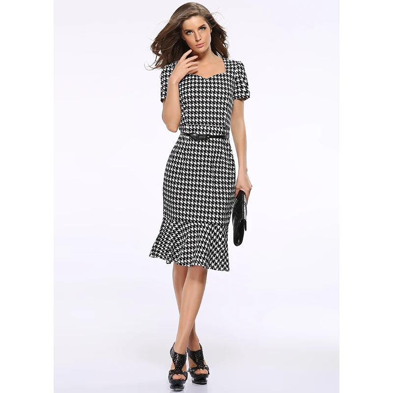 Western fashion design sexy lady slim dress Mermaid trumpet hem summer dresses vogue women vestido short sleeve V-neck bodycon | Женская