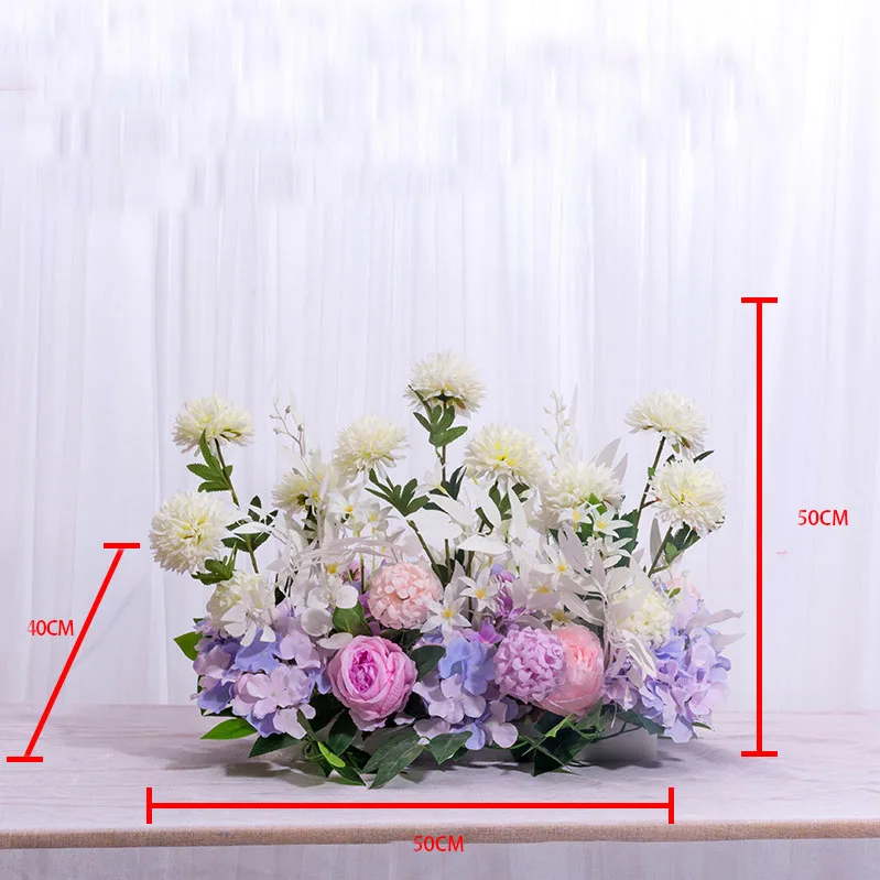 Pink purple 50cm 50/100 см Европейский искусственный ряд цветов вечерние свадебная АРКА фон Настенный декор расположение de fleurs de mariage Роза пионы помпон - Цвет: Pink purple 50cm