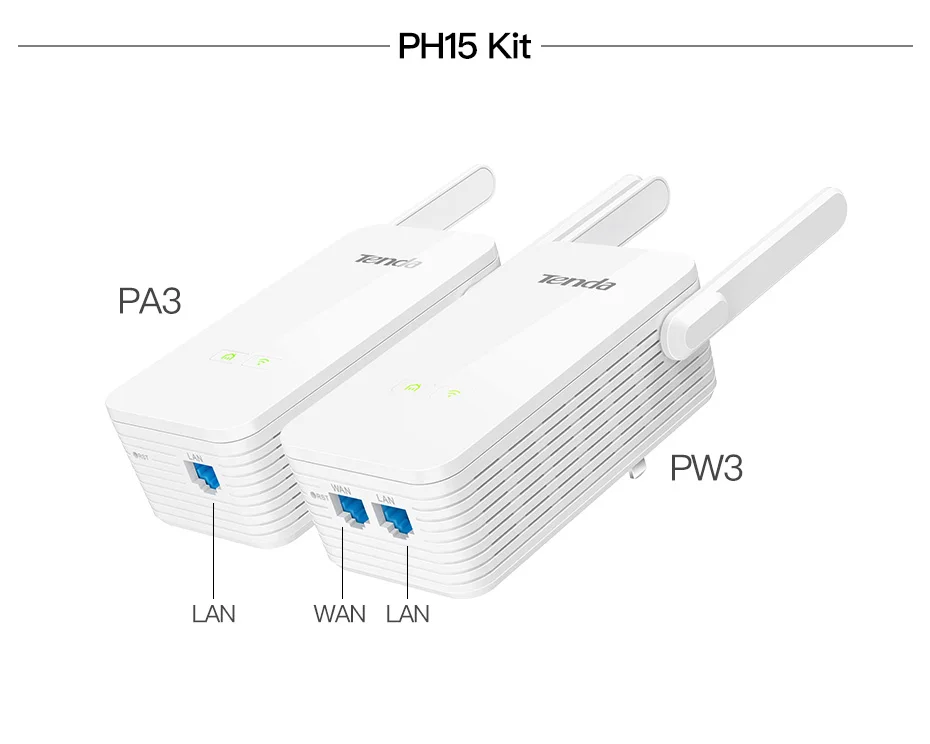 1 пара Tenda PH15 1000 Мбит/с Powerline Ethernet адаптер, PLC сетевой адаптер, беспроводной wifi удлинитель, IPTV, Homeplug AV, Plug and Play
