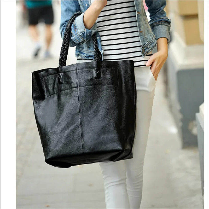 Женская сумка из натуральной воловьей кожи черная или коричневая Повседневная