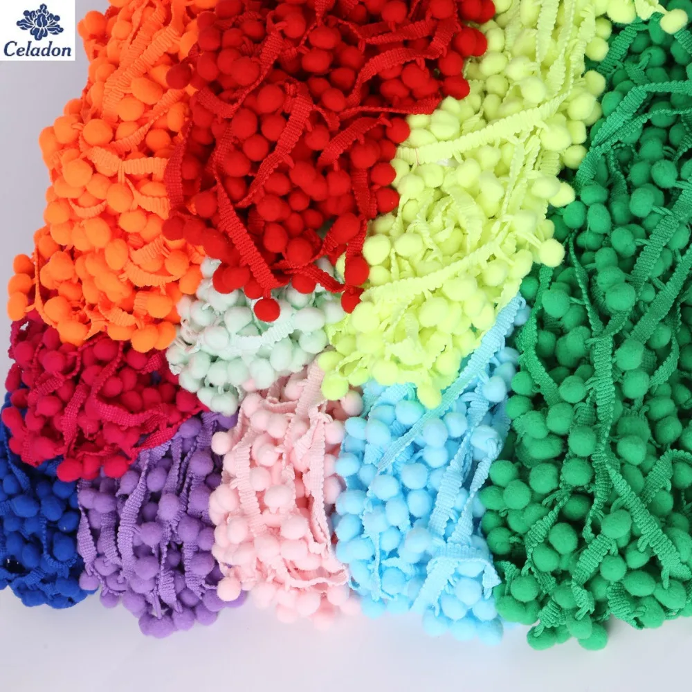 5 ярдов/партия (10 мм) украшение в виде шарика с помпоном аксессуары для шитья
