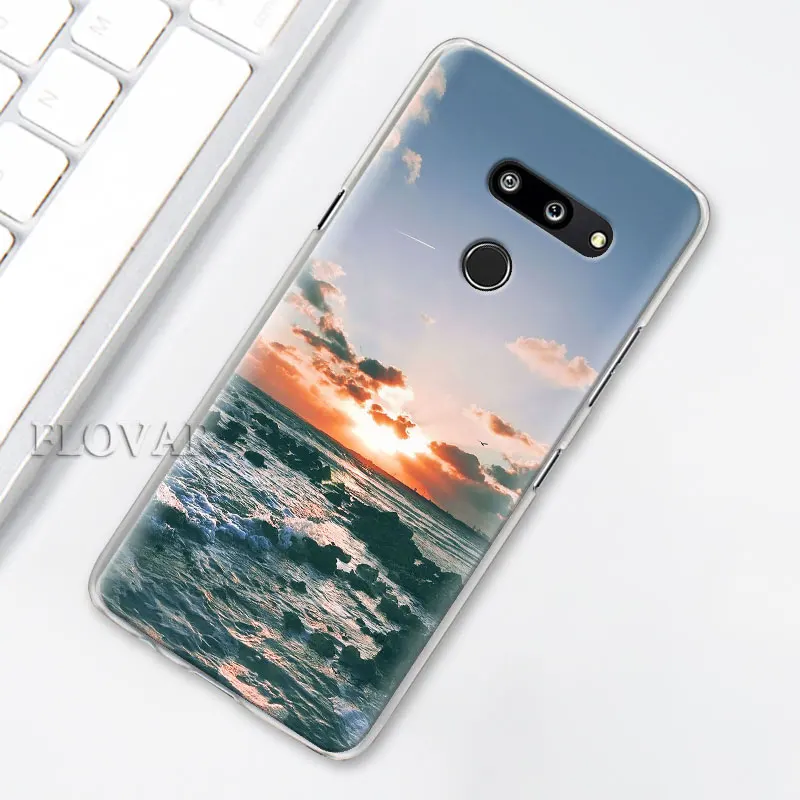 Волнистые художественные японские зеленые чехлы для телефонов LG G7 Plus G8 ThinQ G6 V40 V50 ThinQ Q6 Q7 Q8 Жесткий Чехол для ПК