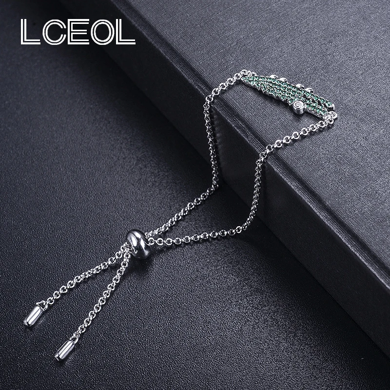 LCEOL Monaco ювелирные изделия Модные Аллигатор браслеты с подвесками зеленый цвет циркон браслет для элегантных женщин день рождения подарочный браслет