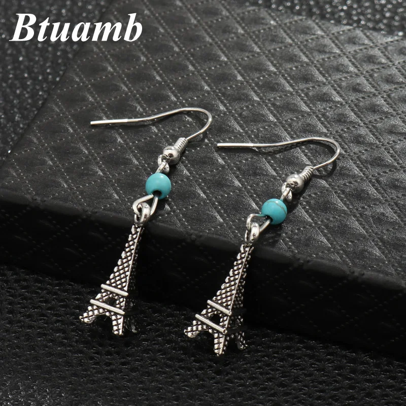 Женские богемные серьги Btuamb Винтажные висячие с бусинами и Эйфелевой башней