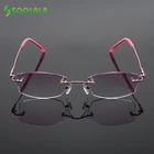 Очки для чтения без оправы SOOLALA, титановые, с алмазной резкой стекла, прозрачные, устойчивые к усталости, + 1,0, + 1,5, + 2,0, + 2,5, + 3,0, + 3,5