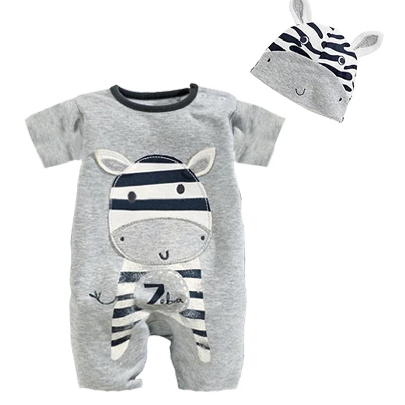 Newborn cute baby rompers boys girls clothes Cotton short sleeve cartoon animal infant jumpsuit | Детская одежда и обувь
