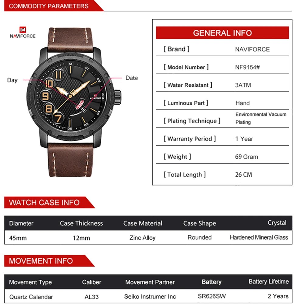 NAVIFORCE часы мужские модные повседневные Простые Спортивные Дата недели кварцевые