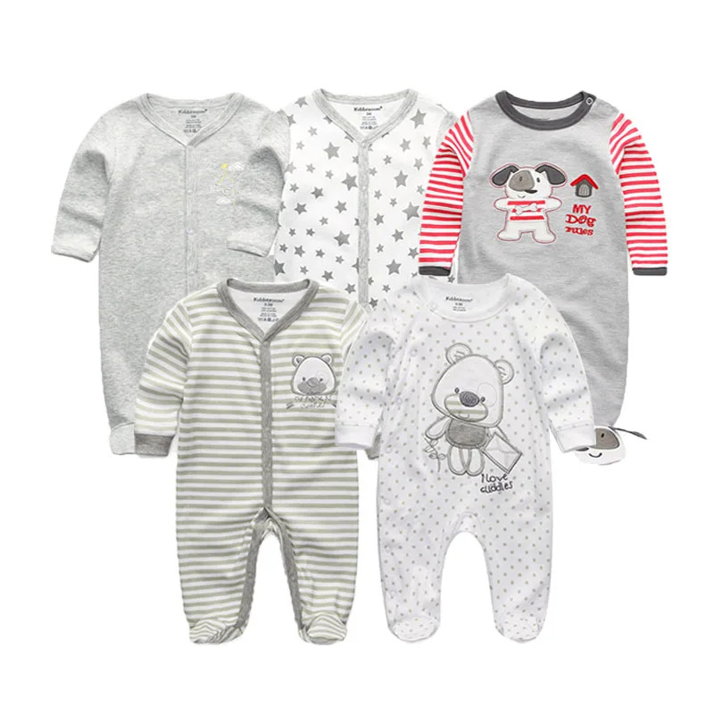 baby romper12 1/3/4/5 шт./лот, Одежда для новорожденных мальчиков Костюмы Размер 0-12 мес., комплект для маленьких девочек одежда для малышей, комбинезон с длинными рукавами хлопковый комбинезон; богемный комплект, Roupa de bebe - Цвет: baby romper12