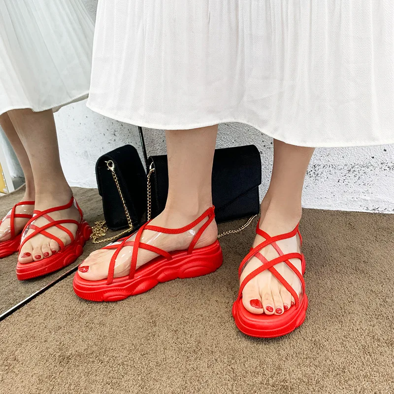 Новинка 2019 года красные сандалии с сеткой женские повседневные медведем женская