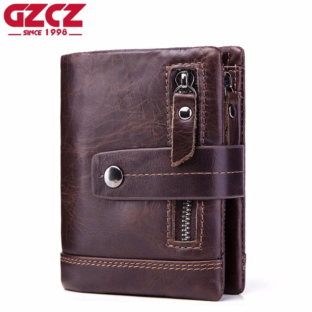 Кошелек GZCZ мужской из натуральной кожи маленький бумажник с монетницей тонкий