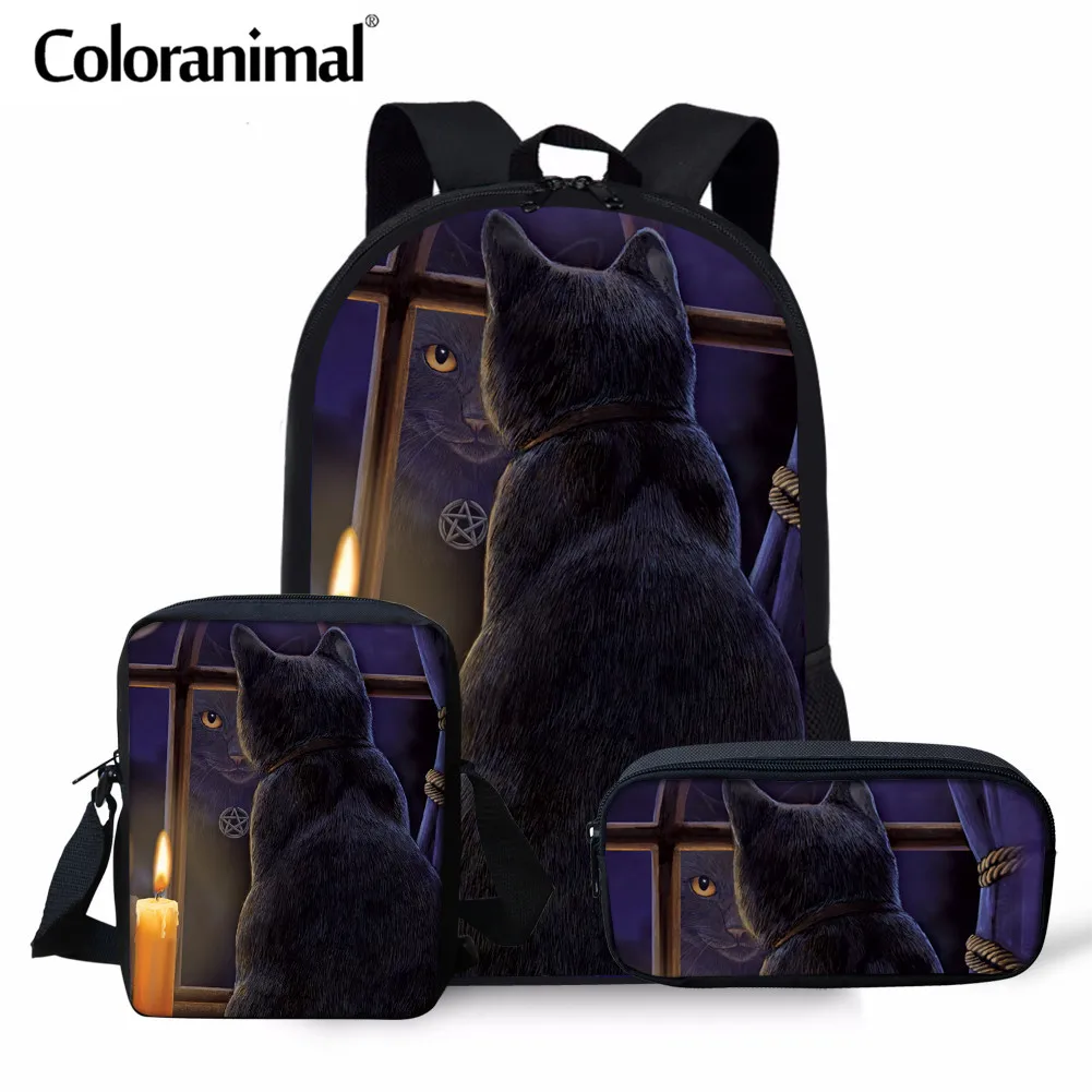 Школьный рюкзак для девочек и мальчиков с принтом котенка фиолетового цвета