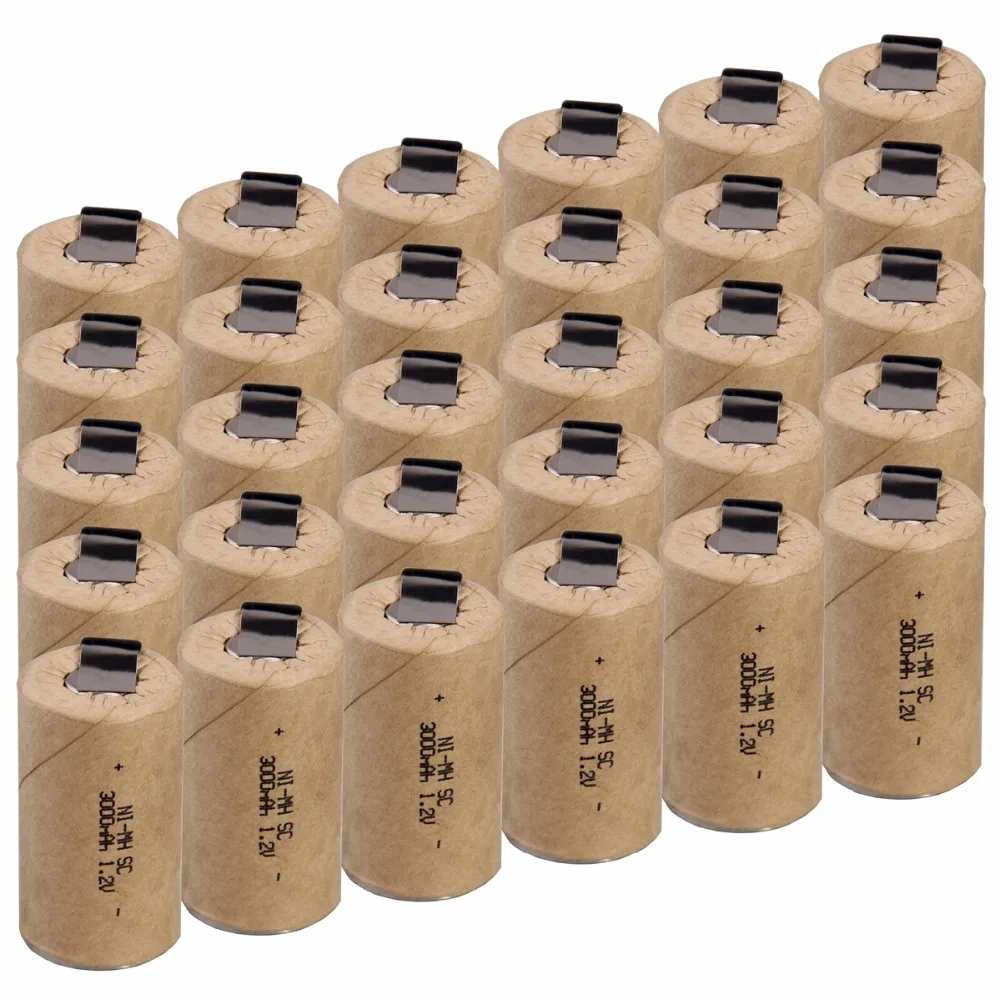 30 шт. SC 3000mah 1 2 v батарея NIMH перезаряжаемые батареи для аварийного света игрушечное