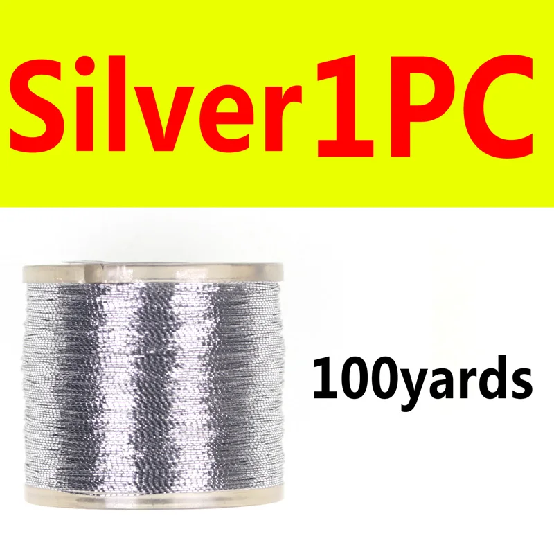 1pc silver 100 ярдов металлическая нить для обмотки удочек, ребристый крючок для ловли летучих мышей, для морской рыбалки - Цвет: 1pc silver