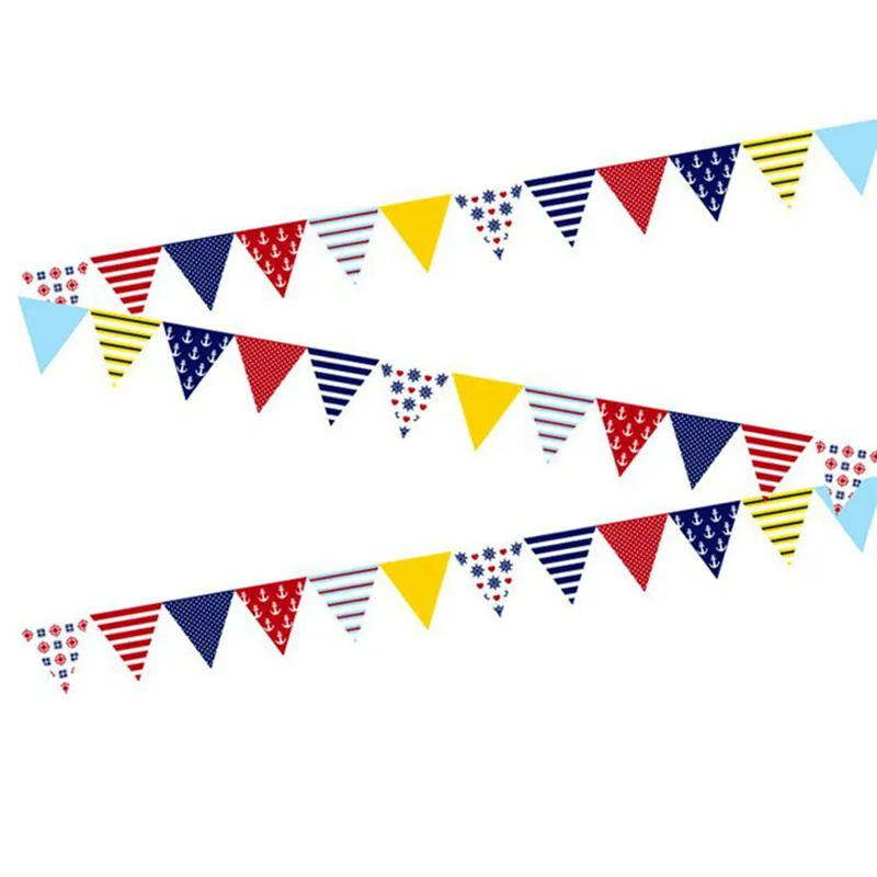 1PC Pink Blue Birthday Wedding Party Flags DIY Paper Banners Bunting for Boys Girls Baby Shower Children's Room Decor Дом и сад
