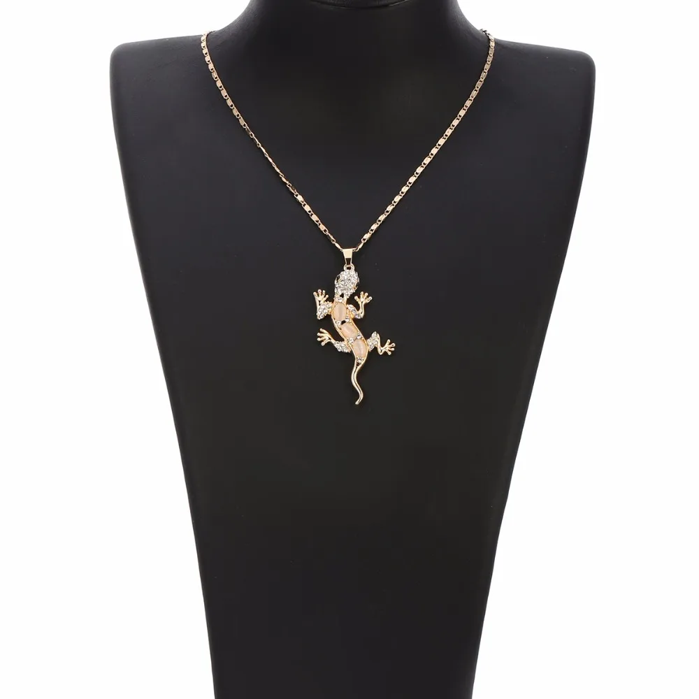 Милая подвеска в виде ящерицы ожерелье цвета слоновой кости чёрные кошачий глаз