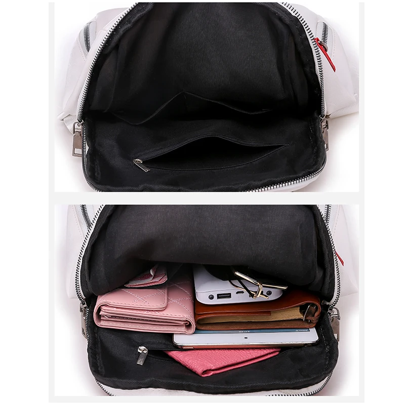 Модные кожаные рюкзаки для женщин 2019 Многофункциональный школьный рюкзак