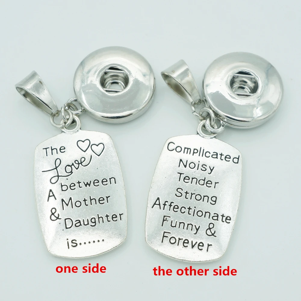 New &quotThe love between mother&ampdaughter&quot Words snap Pendant Necklace fit 18mm buttons DIY Fittings for necklace XL5057 | Украшения