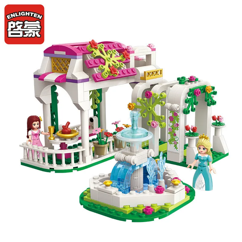 Девочки Принцесса Роза Мечта галерея сад строительные блоки наборы кирпичи