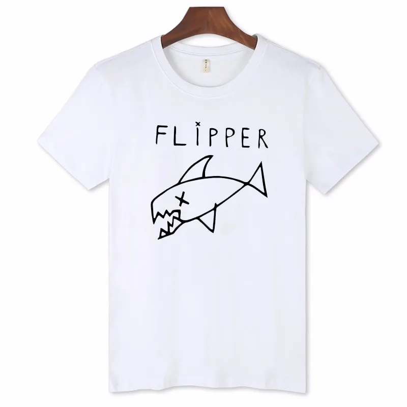 Flipper рыбы короткий рукав Повседневное хлопковая Футболка Для мужчин Акула