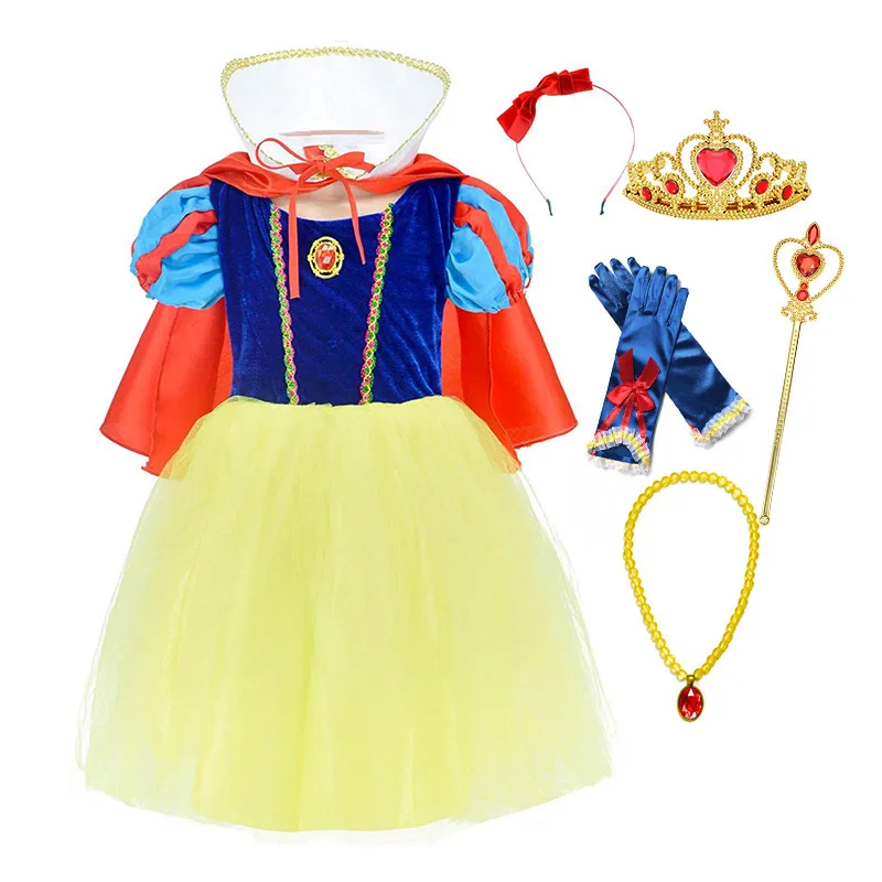 Dress Set6 Классическая сказочная Белоснежка, платье-пачка для ролевых игр с повязкой на голову, накидка Comic Con, карнавальный костюм, платье принцессы для малышей - Цвет: Dress Set6