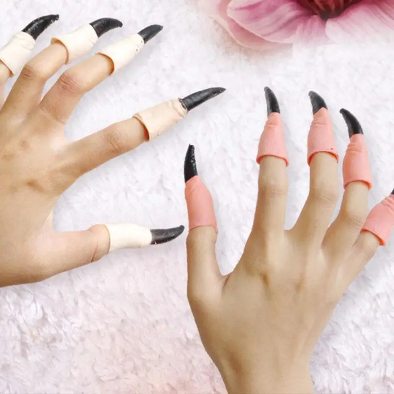 10 шт. Поддельные Пальцы ведьма Nail Крышка чехла Хэллоуин Опора для отдыха и