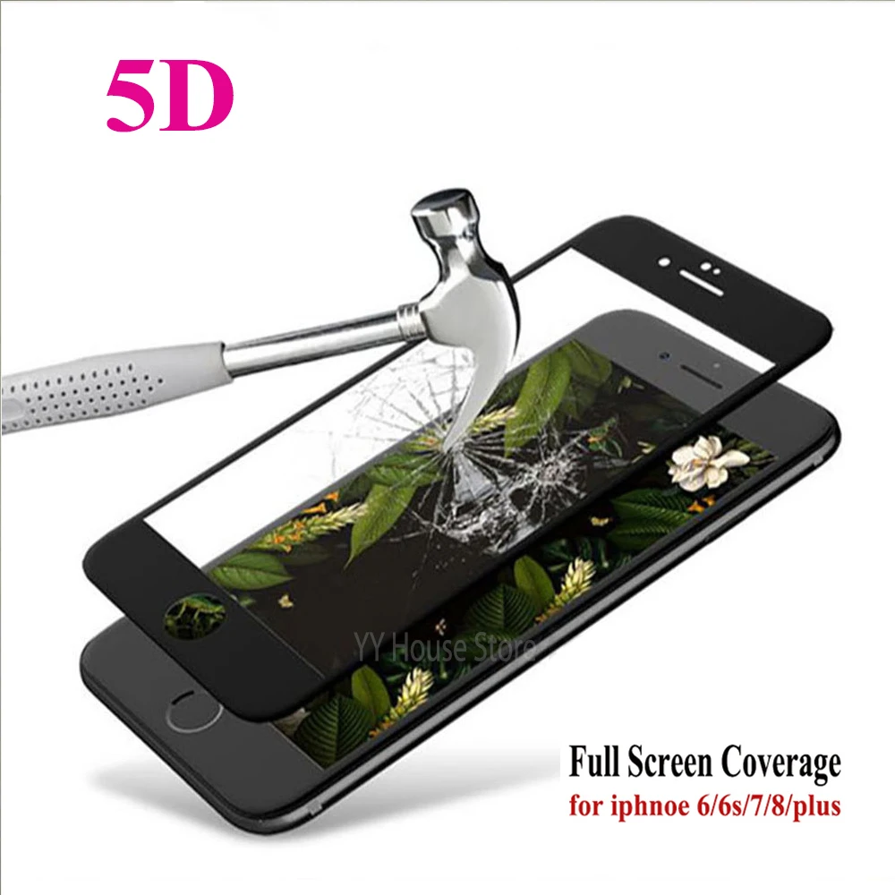 Закаленное стекло 5D для iPhone 6 6s 7 8 защитная пленка экрана полное покрытие 6S Plus