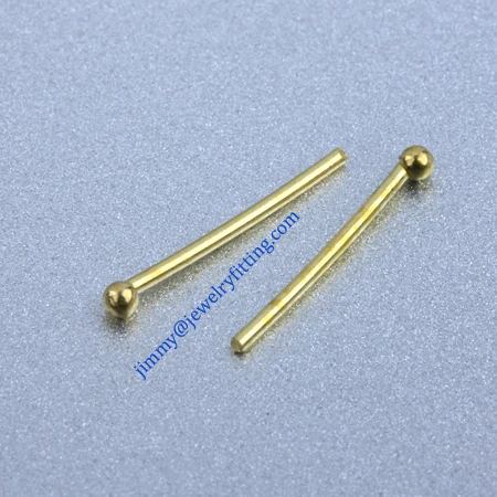 All kinds of jewelry findings wholesale Raw brass metal Ball Pins 0.7*12mm with 1.5mm beads