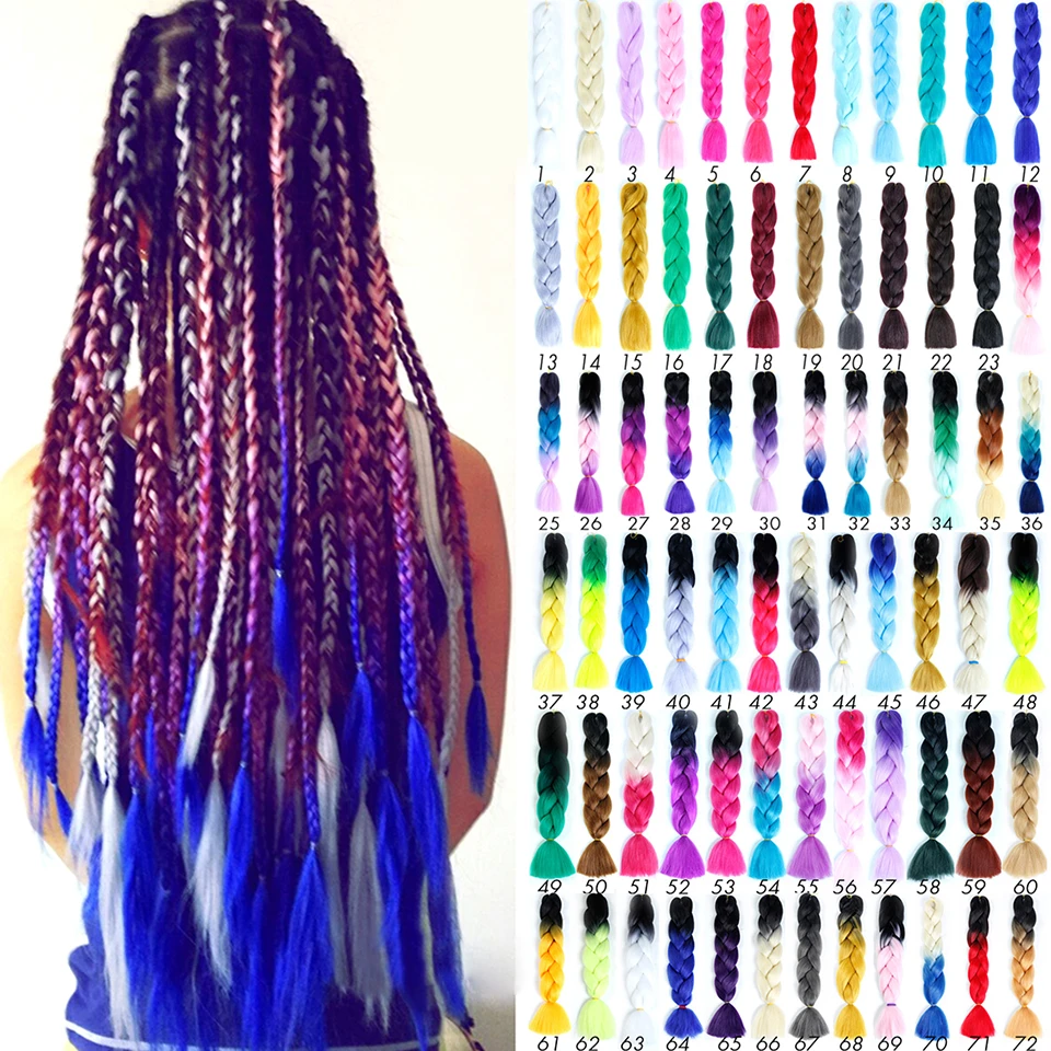 Synthetic Long Jumbo Braids Hair for Crochet Women Ombre Afro Box Braiding Extensions Headwear |