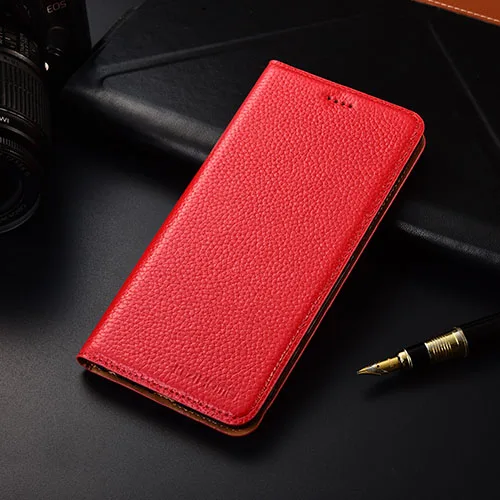 red Для LG G7 чехол KEZiHOME личи Натуральная кожа флип Стенд кожаный чехол Капа для LG G7 ThinQ чехол для телефона s - Цвет: red