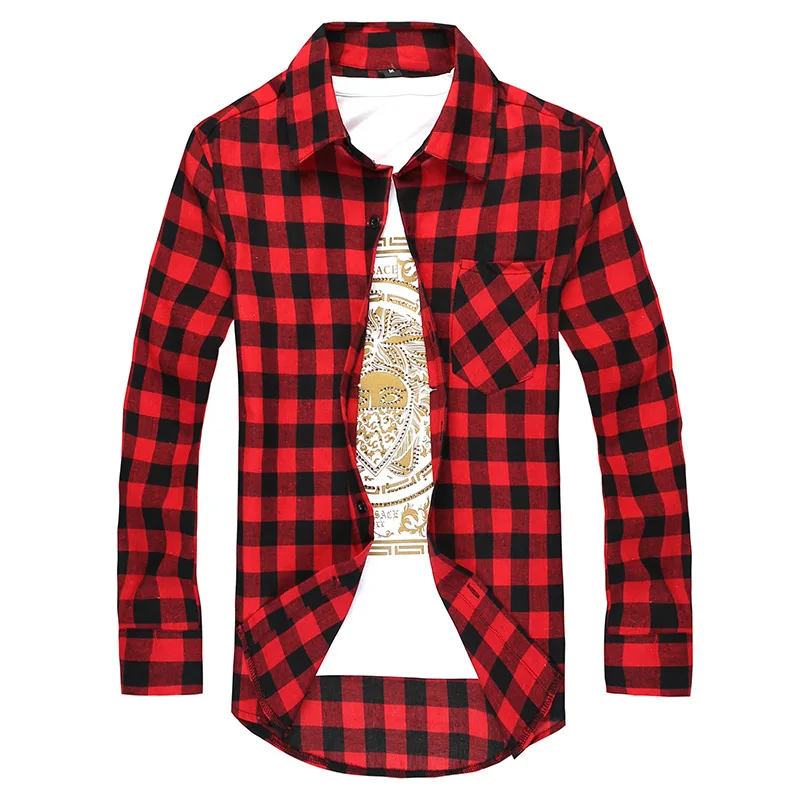 

Men Plaid Shirt Camisas Social 2022 Autumn Men's Fashion Plaid Long-sleeved Shirt Male Button Down Casual Check Shirt