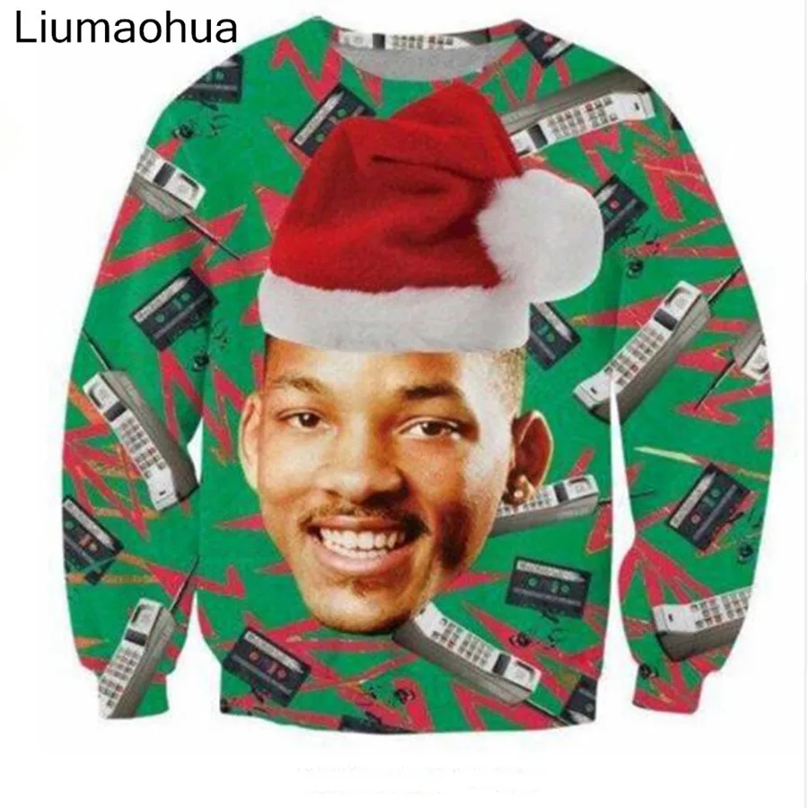 Liumaohua 3D модные Свежий принц Рождество Crewneck Толстовка будет Smith с Рождество шляпа потливость пуловер Топы корректирующие
