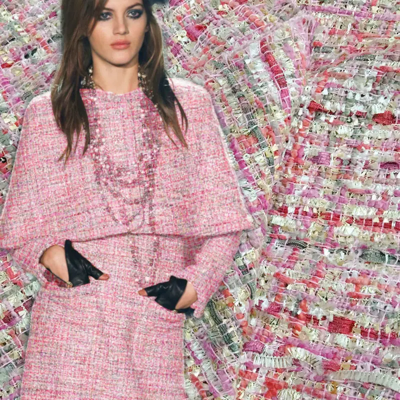 5 цветов твидовая ткань с блестками 145 см окрашенная пряжа для женского пальто