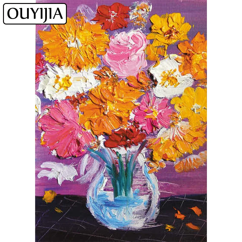 

Алмазная 5D картина с цветами OUYIJIA для творчества, полноразмерная вышивка крестиком, детская Алмазная мозаика, украшение для дома, подарок