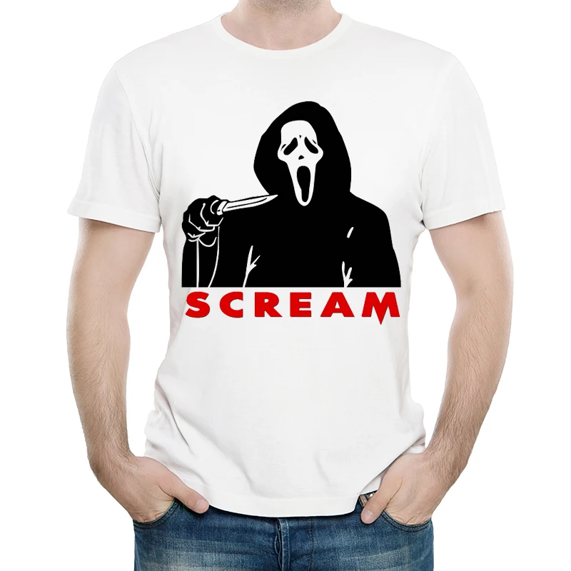 Страшный Фильм КРИК T рубашка на каждый день мужская мода короткий рукав Scream Знак