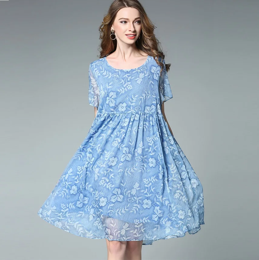 Новинка 2017 летнее стильное свободное шифоновое платье с цветочным рисунком