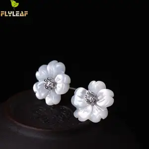 Женские серьги Flyleaf из стерлингового серебра 100% пробы, серьги-гвоздики с цветочным узором из кубического циркония, бижутерия высокого качества