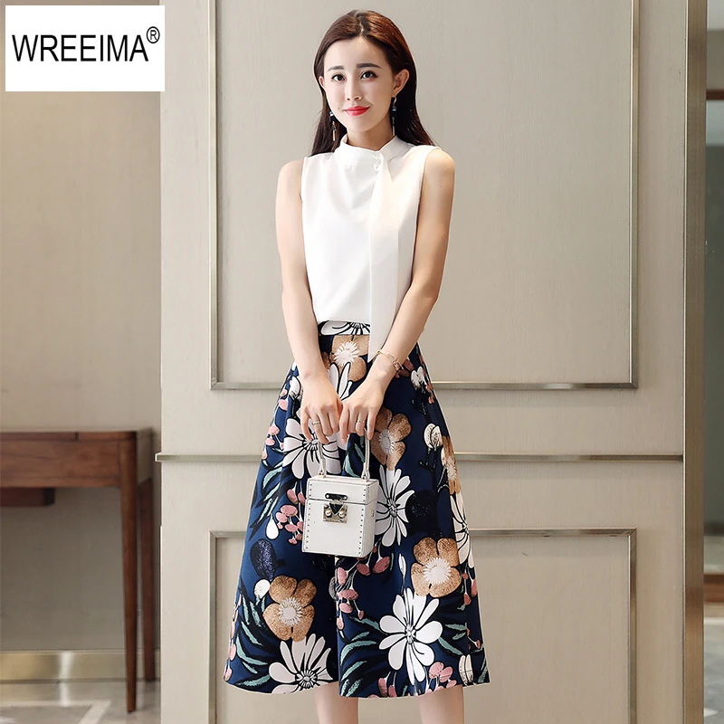 2018 мода взлетно-посадочной полосы юбка костюм Для женщин без рукавов с жемчужным