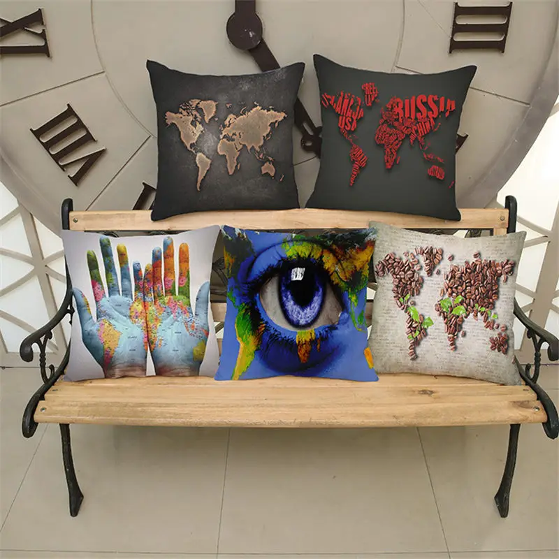 2018 new creative personality map Cushion Cover for safe Pillow Case 45x45 Home Decorative Throw Car BZ-185 | Дом и сад