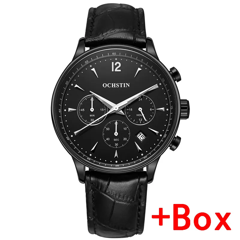 Black Box OCHSTIN модные мужские часы Топ бренд класса люкс Хронограф Спортивные часы Мужские кварцевые наручные часы мужские relojes hombre - Цвет: Black Box